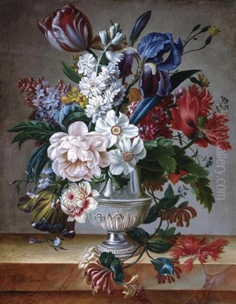 Blumenstilleben Mit Vase Oil Painting by Francois-Nicolas Laurent