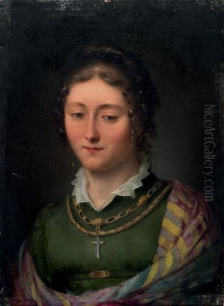 Portrait De Mademoiselle Pauline Laurent, Fille Du Peintre Oil Painting by Jean Antoine Laurent