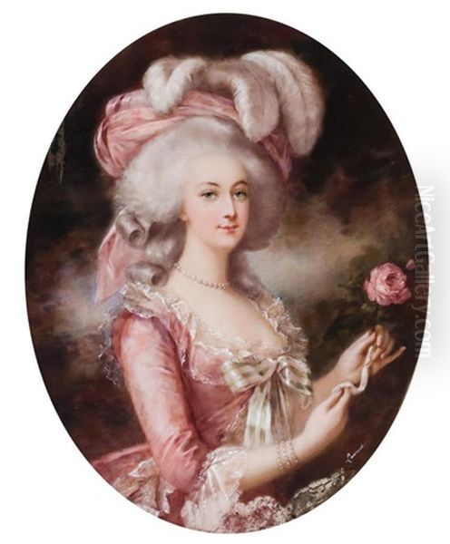 Portrait Of Marie Antoinette (after Elizabeth Vigee Lebrun) Oil Painting by Jean Antoine Laurent