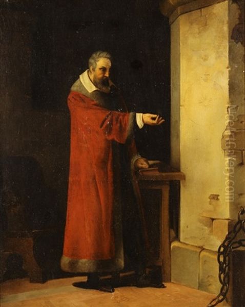 Galileo In Prison Oil Painting by Jean Antoine Laurent