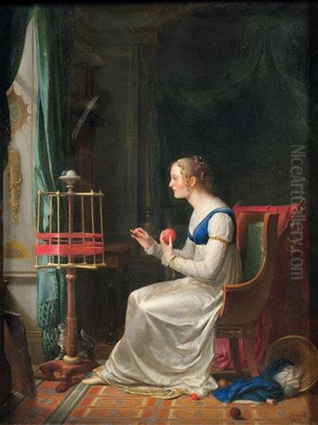 La Fileuse Oil Painting by Jean Antoine Laurent