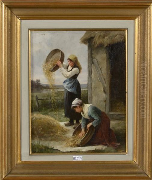 Les Glaneuses Oil Painting by Henri Alphonse Laurent-Desrousseaux