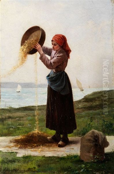 Bauerin Am Meer Oil Painting by Henri Alphonse Laurent-Desrousseaux