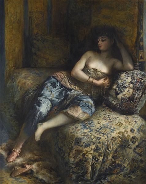 Odalisque Oil Painting by Lucien Laurent-Gsell