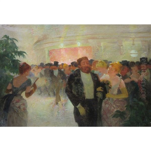 Sortie Du Bal Oil Painting by Lucien Laurent-Gsell