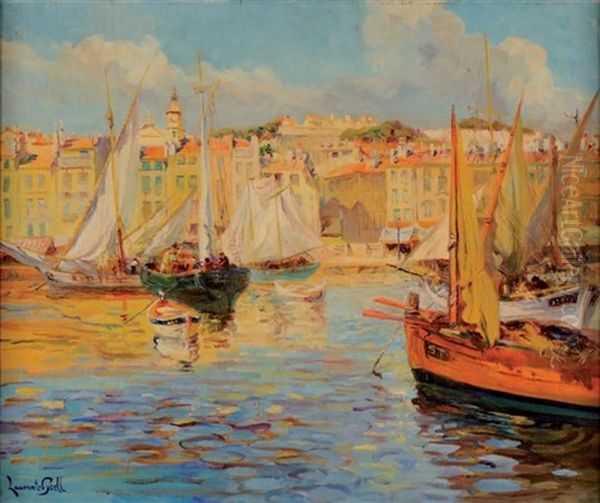 Le Port De Saint-tropez Oil Painting by Lucien Laurent-Gsell