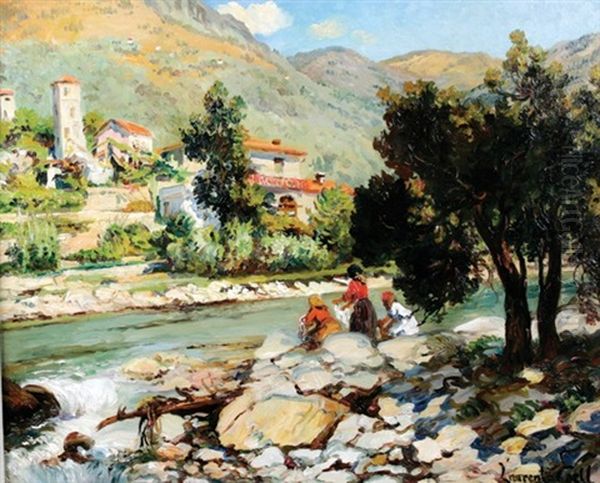 Washerwoman Oil Painting by Lucien Laurent-Gsell