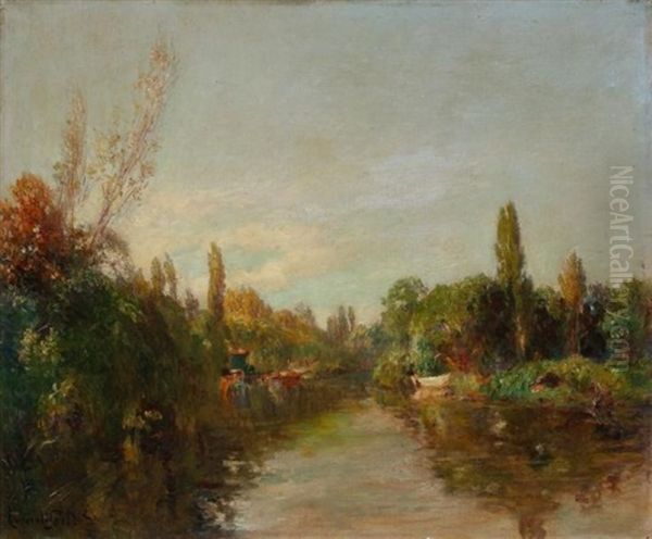 Bord De Riviere Oil Painting by Lucien Laurent-Gsell