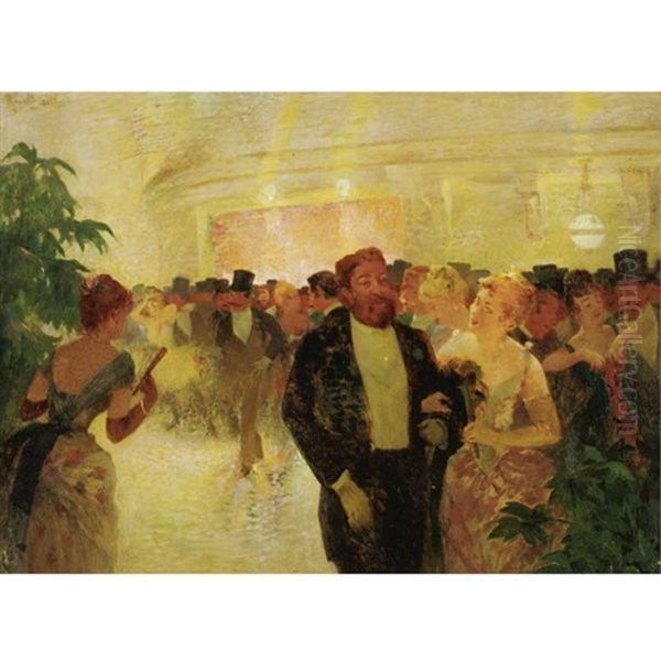 Sortie Du Bal Oil Painting by Lucien Laurent-Gsell