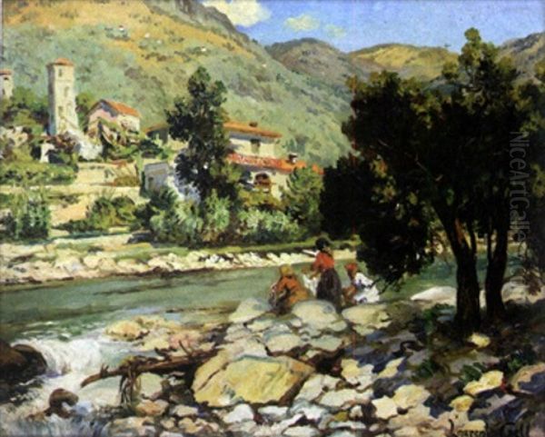 Les Lanvandieres Oil Painting by Lucien Laurent-Gsell