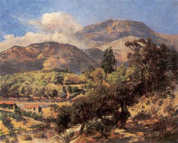 Campagne Aixoise, Les Environs De La Montagne Sainte-victoire Oil Painting by Lucien Laurent-Gsell