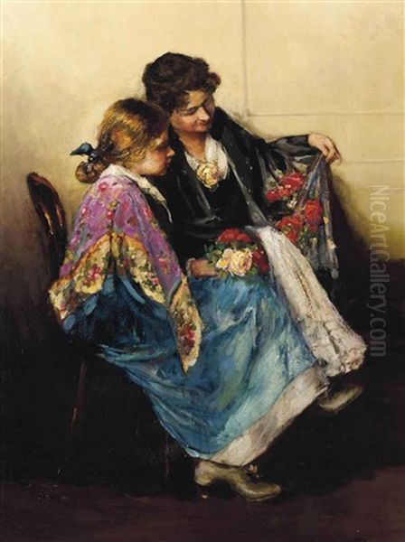 The Flower Girls Oil Painting by Cesare Laurenti