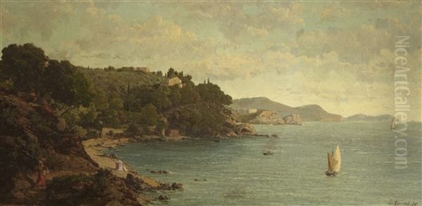 Vue Du Fort Du Cap Brunet Et De La Rade De Toulon Oil Painting by Emmanuel Joseph Lauret