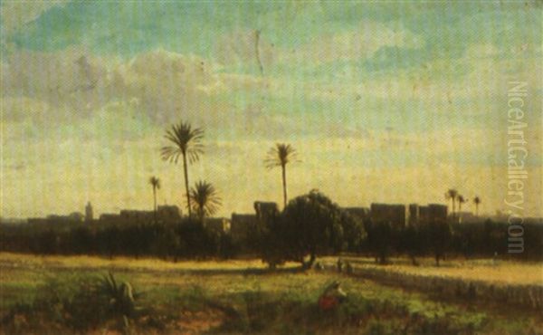 Les Abords De La Ville, Algerie Oil Painting by Emmanuel Joseph Lauret