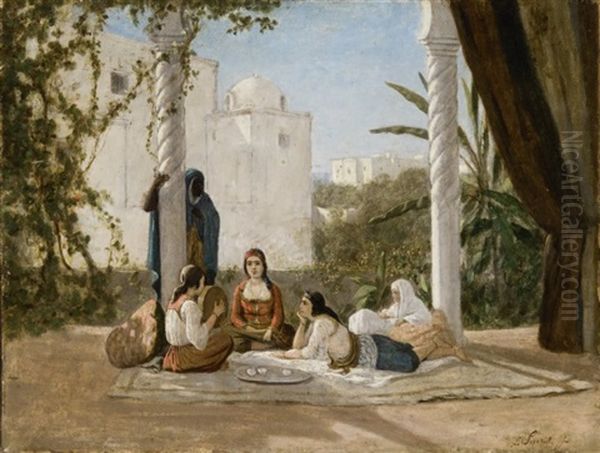 Le The Sur La Terrasse Oil Painting by Francois Lauret