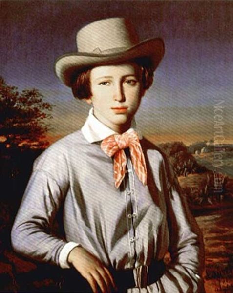 Jeune Homme Au Chapeau Oil Painting by Francois Lauret