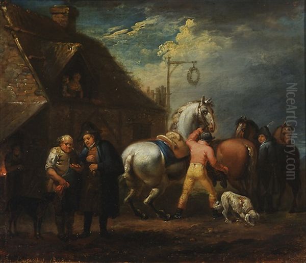 Outside The Tavern Oil Painting by Alexander Laureus