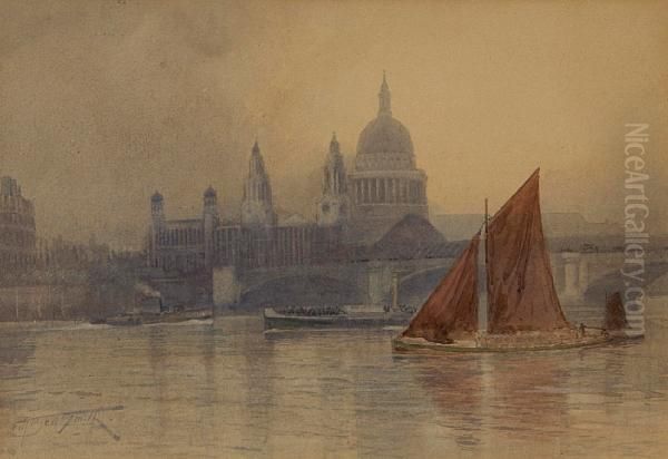 St. Pauls Cathedral Oil Painting by Frederic Marlett Bell-Smith