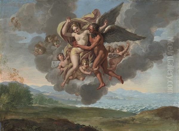 The Abduction Of Oreithyia, Daughter Of King Erechtheus Oil Painting by Filippo Lauri