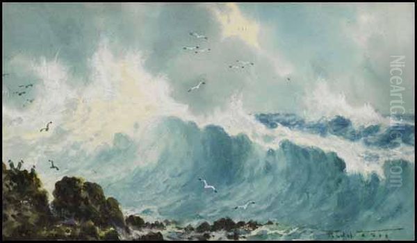 Seascape Oil Painting by Frederic Marlett Bell-Smith