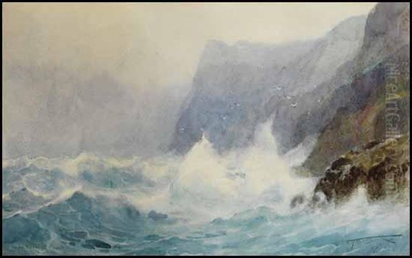 On The Cornish Coast Oil Painting by Frederic Marlett Bell-Smith