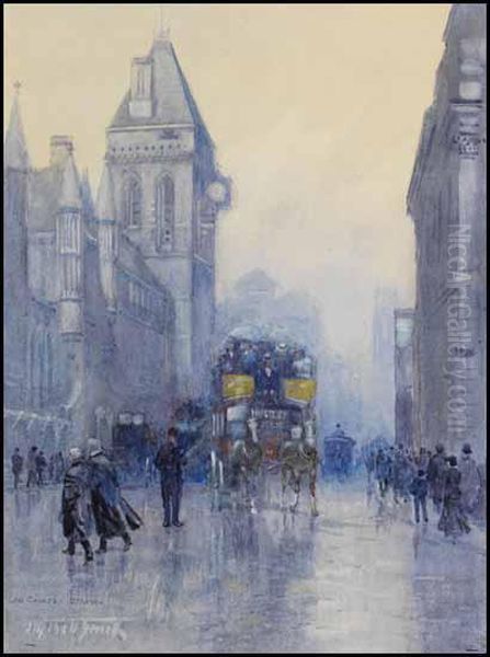 Law Courts - Strand Oil Painting by Frederic Marlett Bell-Smith