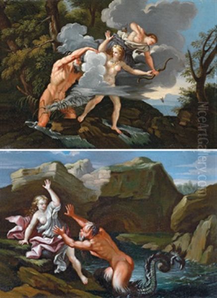 Alpheus Und Aretusa - Alfeo E Aretusa (+ Glaukus Und Szilla; Pair) Oil Painting by Filippo Lauri