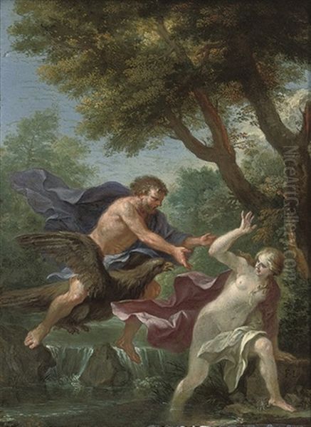 A Wooded River Landscape With Jupiter Chasing A River Nymph Oil Painting by Filippo Lauri