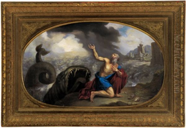 Jonas Und Der Walfisch, Im Hintergrund Die Stadt Ninive Oil Painting by Filippo Lauri