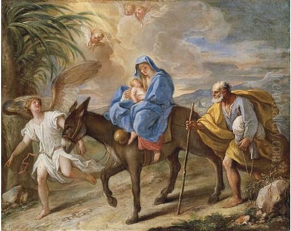 The Flight Into Egypt Oil Painting by Filippo Lauri