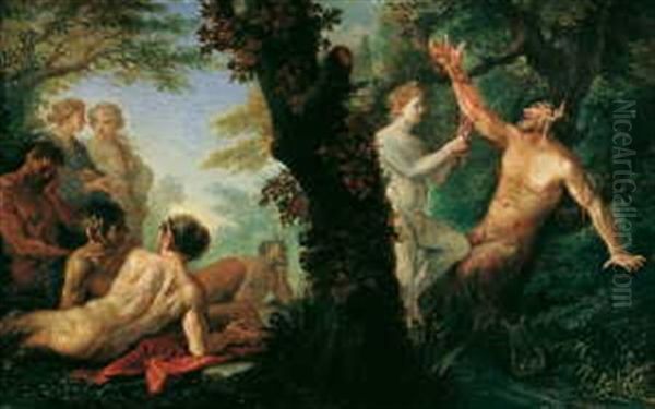 Mythologische Szene Mit Apollo Und Marsyas (+ Another Similar; Pair) Oil Painting by Filippo Lauri