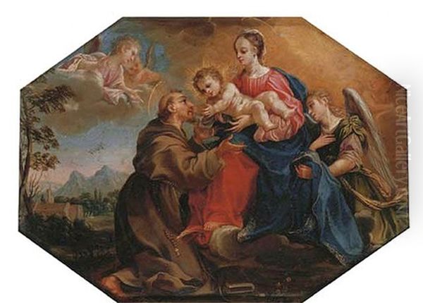 The Madonna And Child Appearing To Saint Francis Of Assisi Oil Painting by Filippo Lauri