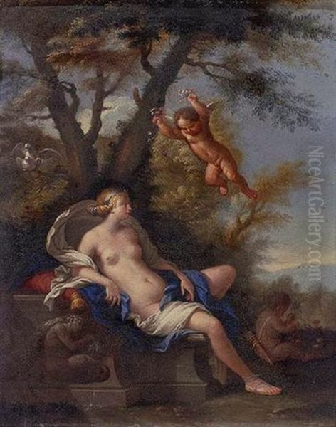 Venus In The Garden Of Love Oil Painting by Filippo Lauri