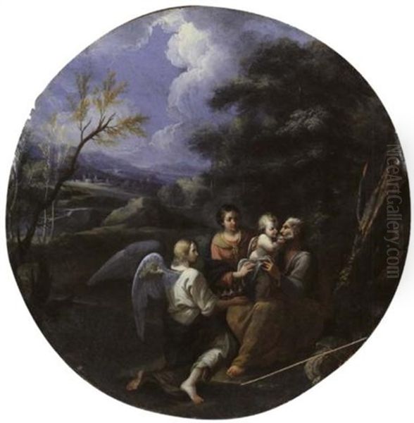 Die Rast Der Heiligen Familie Auf Der Flucht Nach Agypten Oil Painting by Filippo Lauri