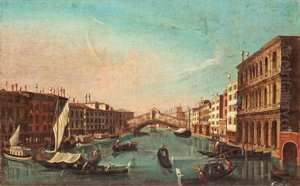 Vy Fran Canal Grande Och Rialtobron, Venedig Oil Painting by Gabriele Bella