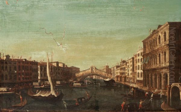 Canal Crande With The Rialto Bridge Oil Painting by Gabriele Bella