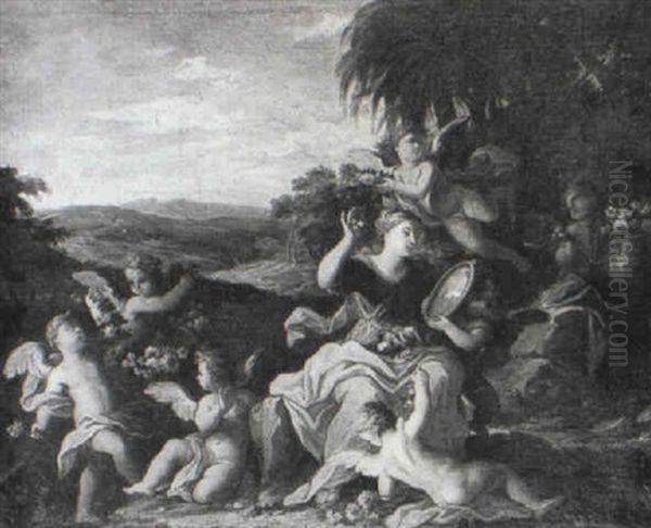 Allegoria Della Vanit. Con Putti E Ghirlande Di Fiori Oil Painting by Filippo Lauri