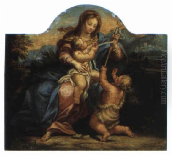 The Madonna And Child With The Infant St. John The Baptist Oil Painting by Filippo Lauri