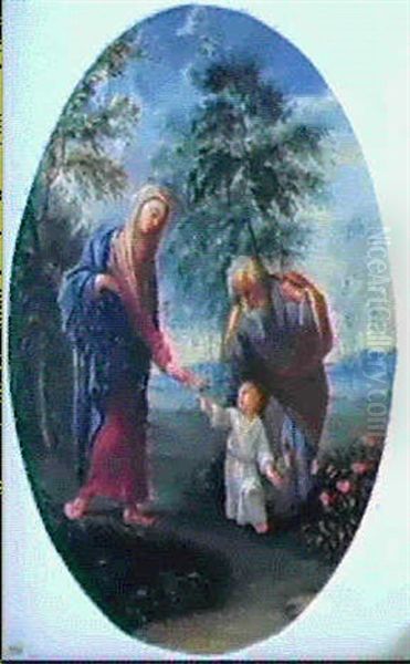 La Sacra Famiglia  L'infanzia Di Cristo Oil Painting by Filippo Lauri