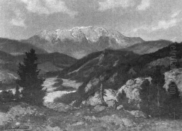 Schneeberg Oil Painting by Gustav Wilhelm Lautenschlaeger