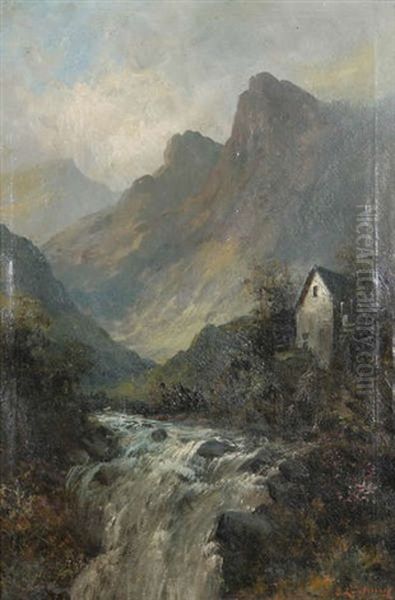 Paysage Montagneux Avec Cascade Oil Painting by Emil Lauterburg