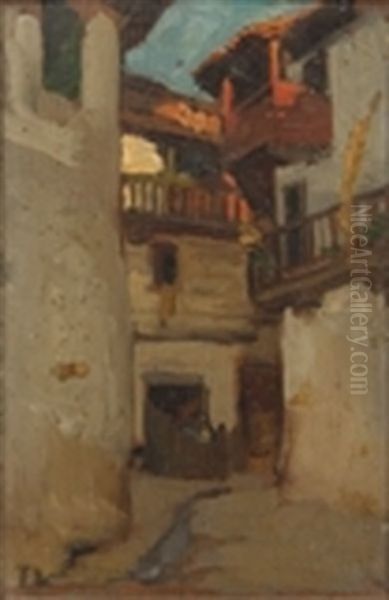 Ruelle Oil Painting by Charles-Frederic Lauth