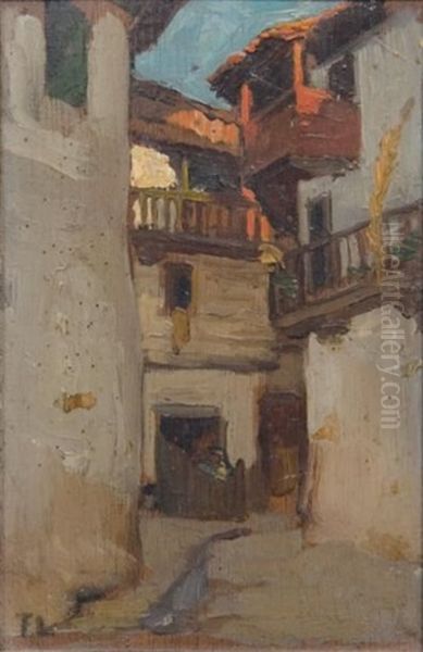 Ruelle Oil Painting by Charles-Frederic Lauth