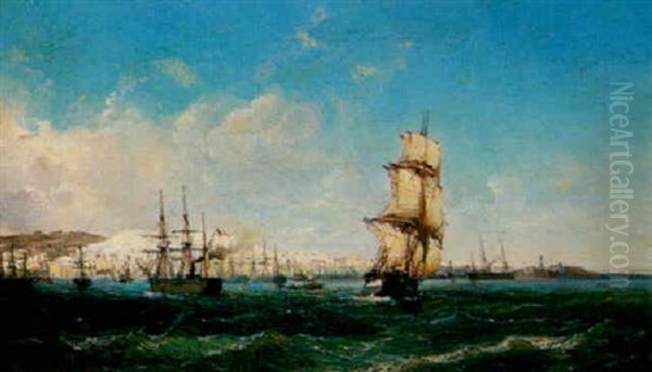 Bateaux A L'approche D'alger Oil Painting by Barthelemy Lauvergne