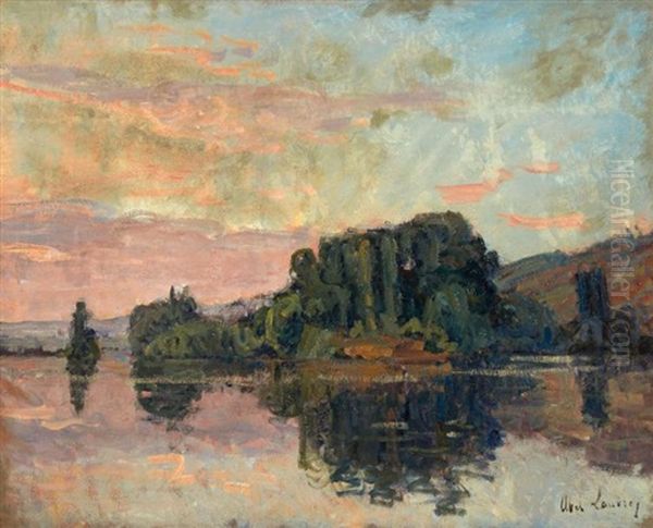 Bord De Seine A Vetheuil Oil Painting by Abel Louis Alphonse Lauvray