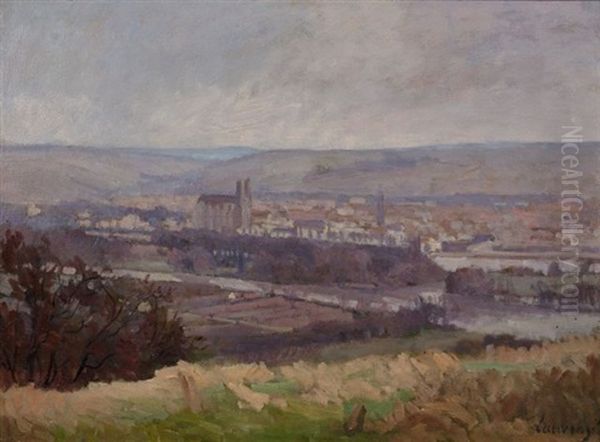 Vue De Mantes Oil Painting by Abel Louis Alphonse Lauvray