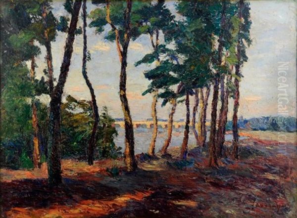 Bord De Loire A Montlouis Oil Painting by Abel Louis Alphonse Lauvray