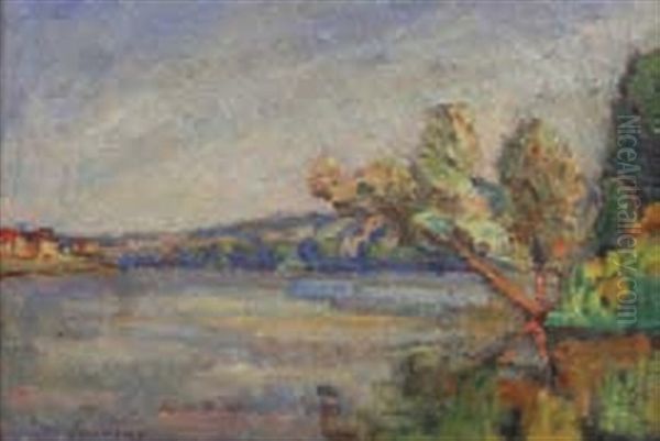 La Seine De Vetheuil Et Lavacourt Oil Painting by Abel Louis Alphonse Lauvray