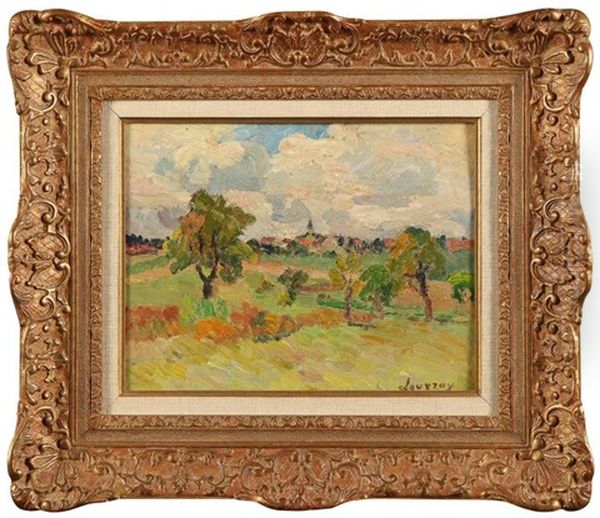 Village Et Son Clocher Oil Painting by Abel Louis Alphonse Lauvray