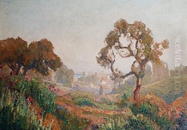 Villeneuve Les Avignon, Bue Sur La Garrigue Oil Painting by Abel Louis Alphonse Lauvray